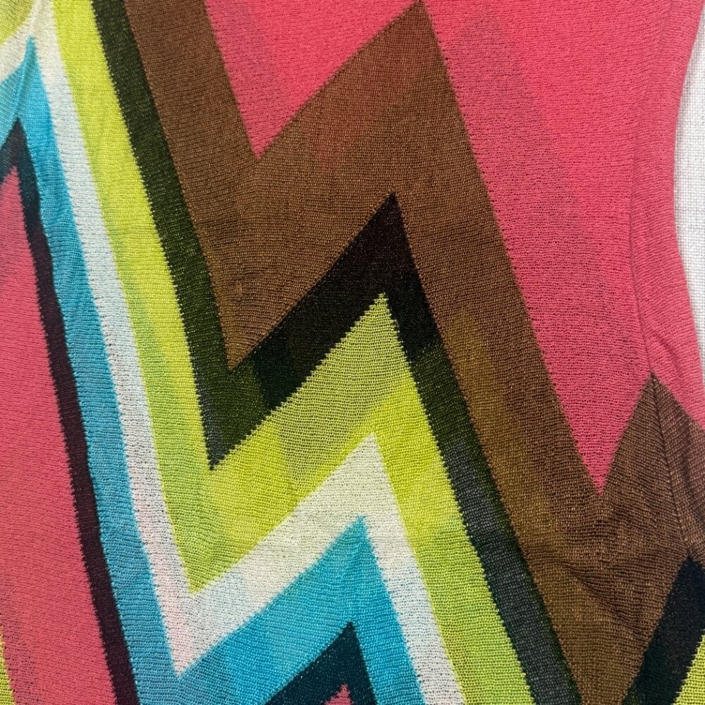 Sport Missoni Sleeveless Chevron Knit Dress Pink Multicolor Midi Size XS - Picture 4 of 16